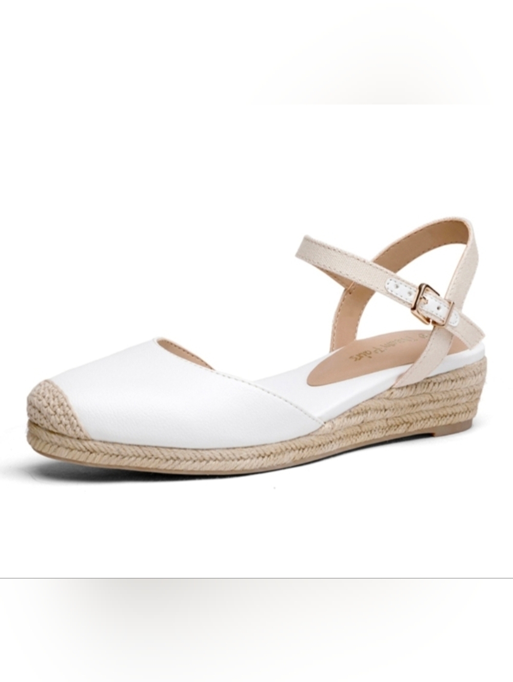 Dream Pairs White Espadrille Ankle-Strap Wedge